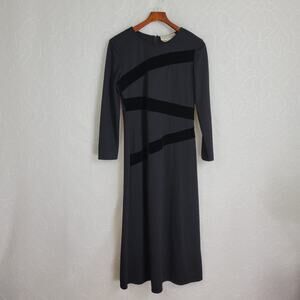 VTG Jessica Howard Velvet Maxi Dress Womens 12 Black on Black Velvet Witchy Goth